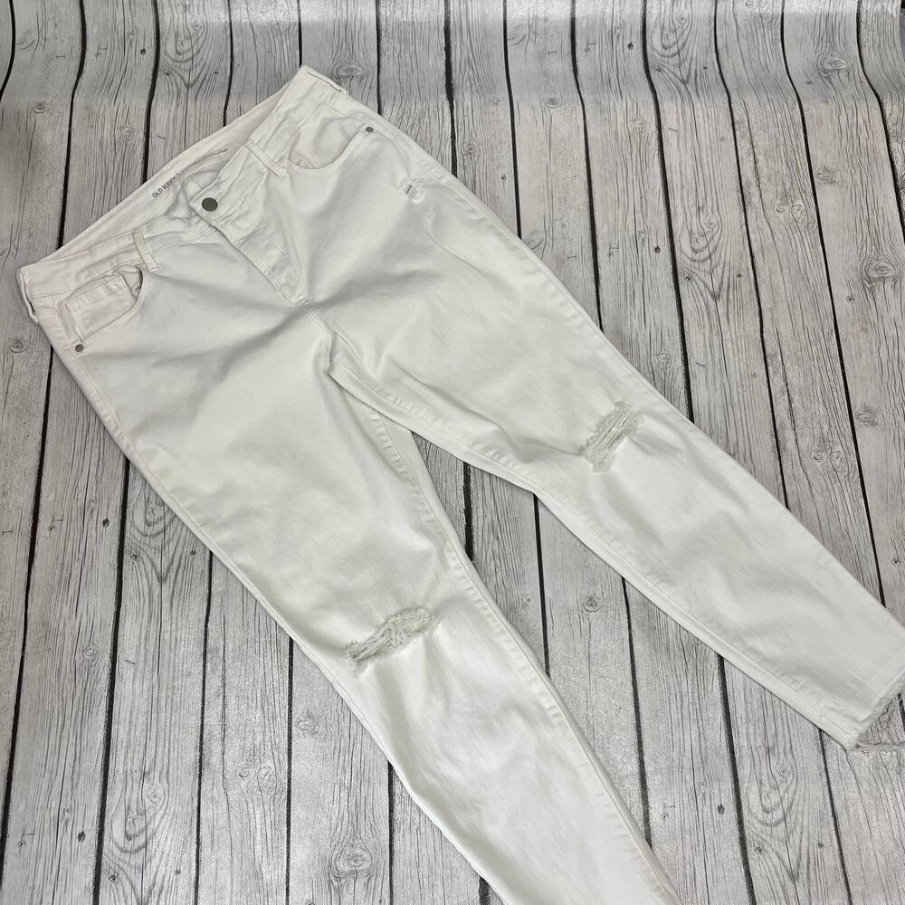 Old Navy Rockstar White Denim Distressed Jeans Size 14 Reg